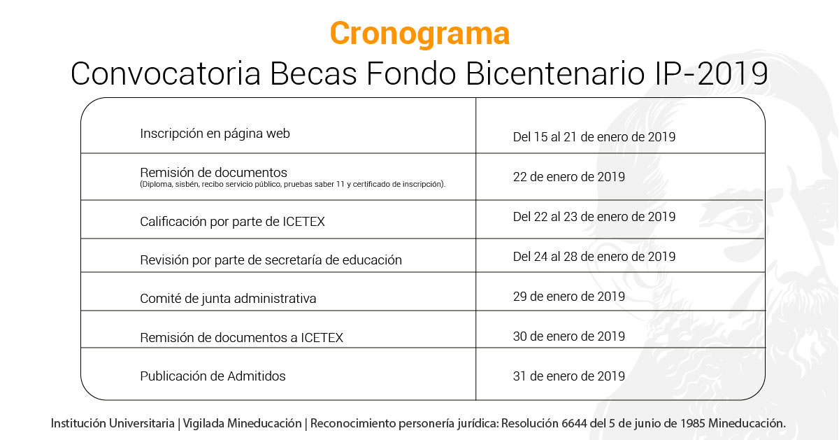 cronograma fondo Bicentenario IP-2019