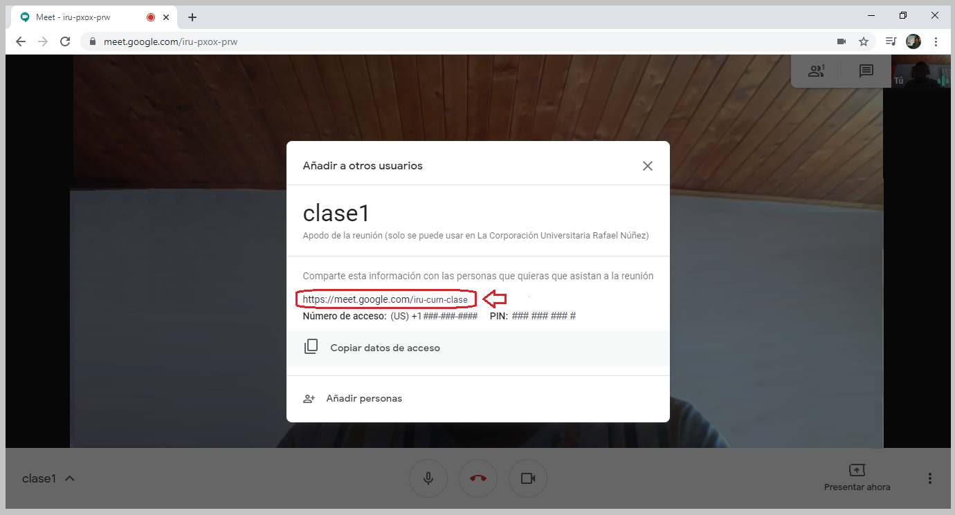 4. Invitar a los estudiantes a unirse a la videoconferencia.