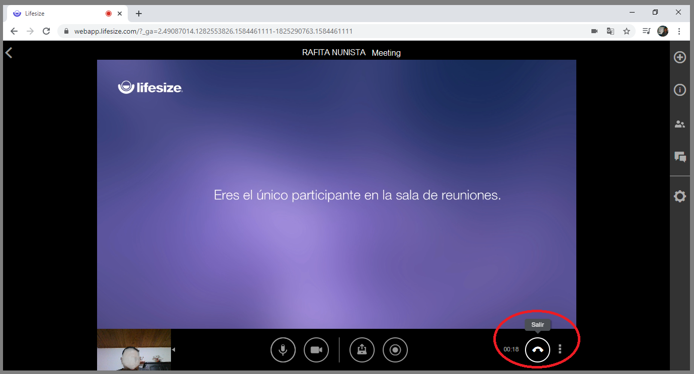5.Terminar de impartir videoconferencia por LifeSize